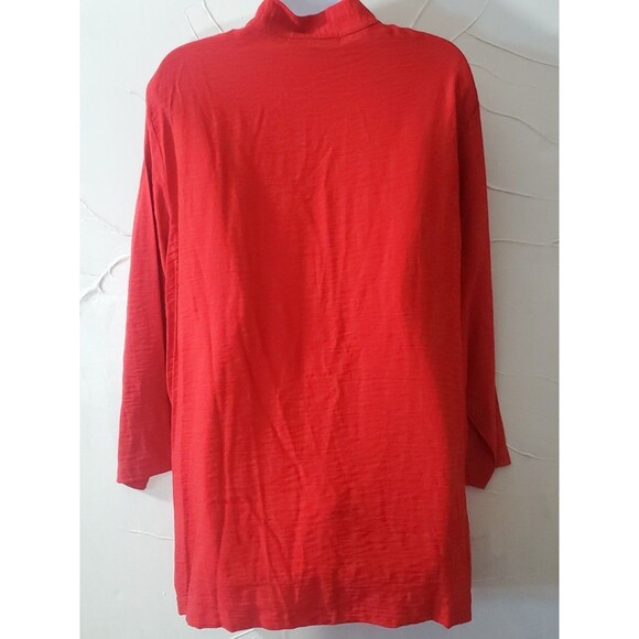 Vintage Christopher Calvin 1X Red Mandarin Nehru Collar Button Down Tunic Top - Picture 8 of 10
